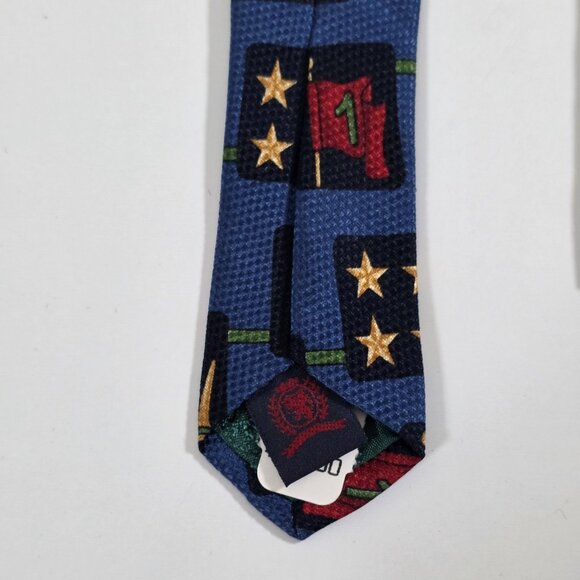 Tommy Hilfiger Silk Tie Blue Golf Theme Print Textured Italy USA W 4" L 56" - Picture 13 of 16